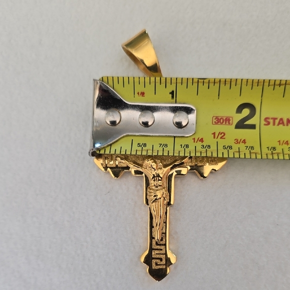 Stainless Steel Goldtone Cross Pendant - Picture 8 of 8